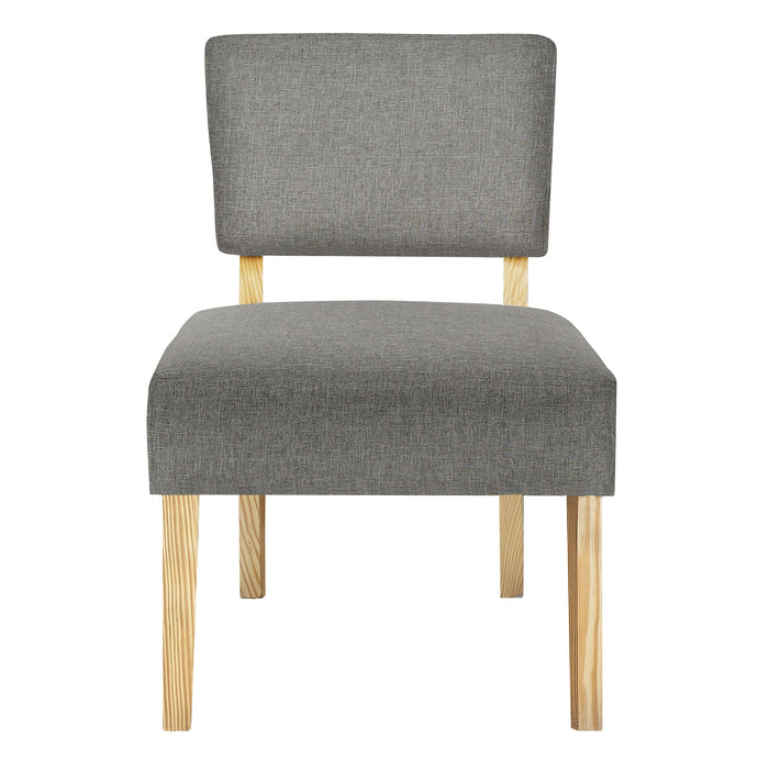 Accent Chair - Solid Wood Legs / Upholstered Armless Slipper Chair - 31"h - Light Grey Linen-look / Natural Accent Chair