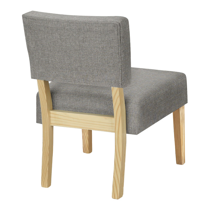 Accent Chair - Solid Wood Legs / Upholstered Armless Slipper Chair - 31"h - Light Grey Linen-look / Natural Accent Chair