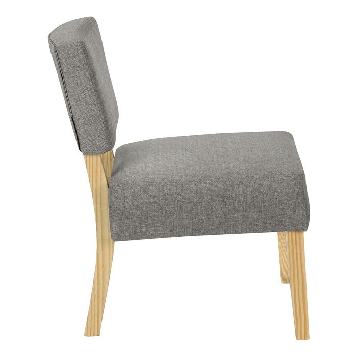 Accent Chair - Solid Wood Legs / Upholstered Armless Slipper Chair - 31"h - Light Grey Linen-look / Natural Accent Chair