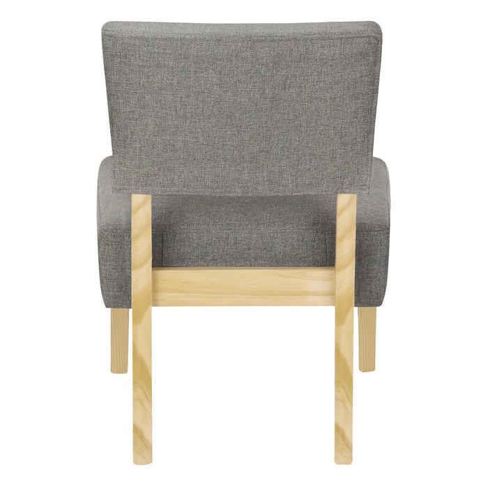 Accent Chair - Solid Wood Legs / Upholstered Armless Slipper Chair - 31"h - Light Grey Linen-look / Natural Accent Chair