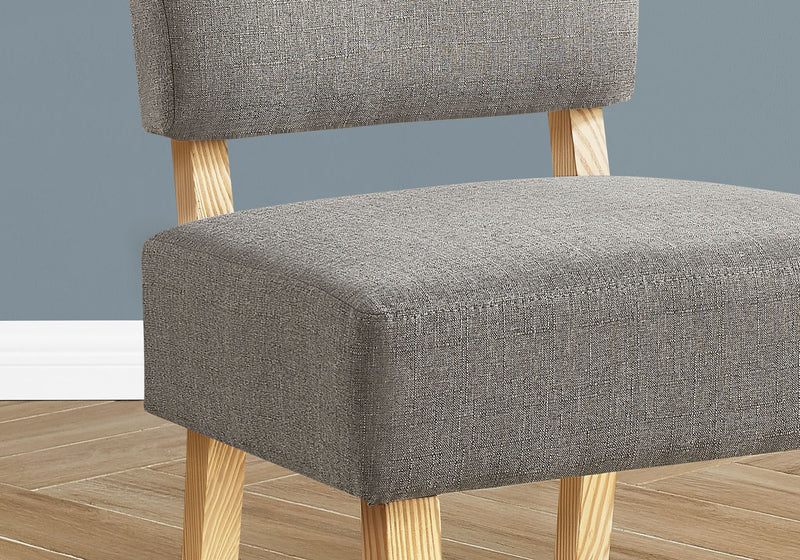 Accent Chair - Solid Wood Legs / Upholstered Armless Slipper Chair - 31"h - Light Grey Linen-look / Natural Accent Chair