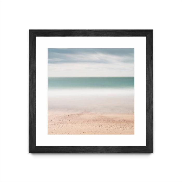 \"Beach, Sea, Sky\" Matted and Framed Black 36x36 Wall Art