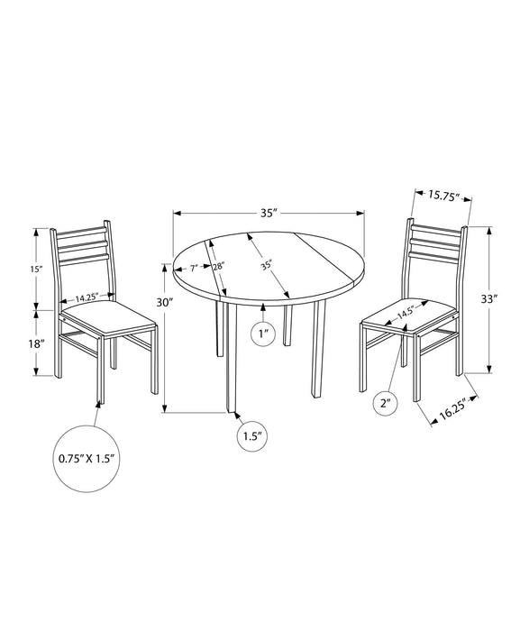 Small 3-Piece Dining Package with 35\" Drop Leaf - Dark Taupe 