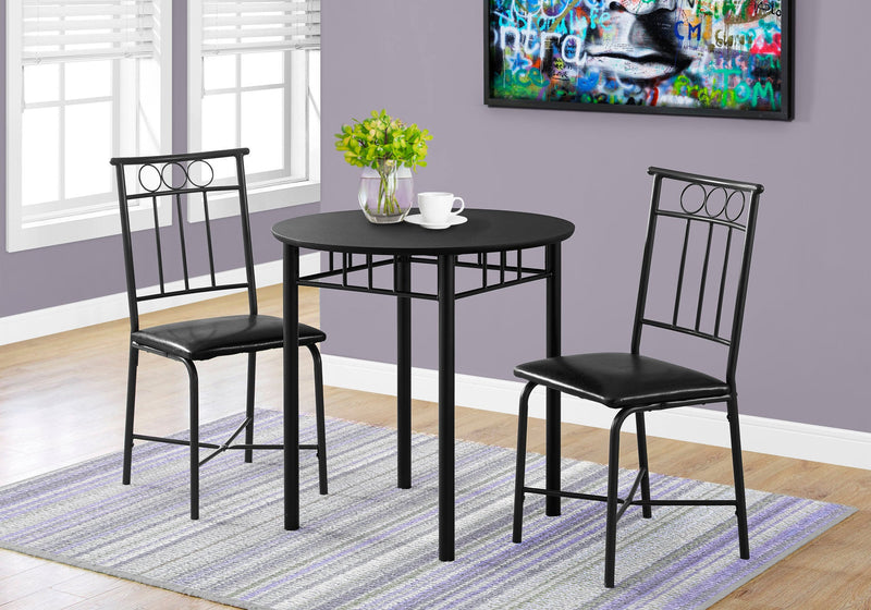 Small 3-Piece Round Dining Package - Black 