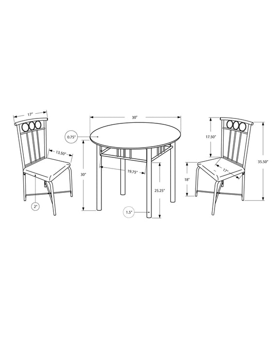 Small 3-Piece Round Dining Package - Black 