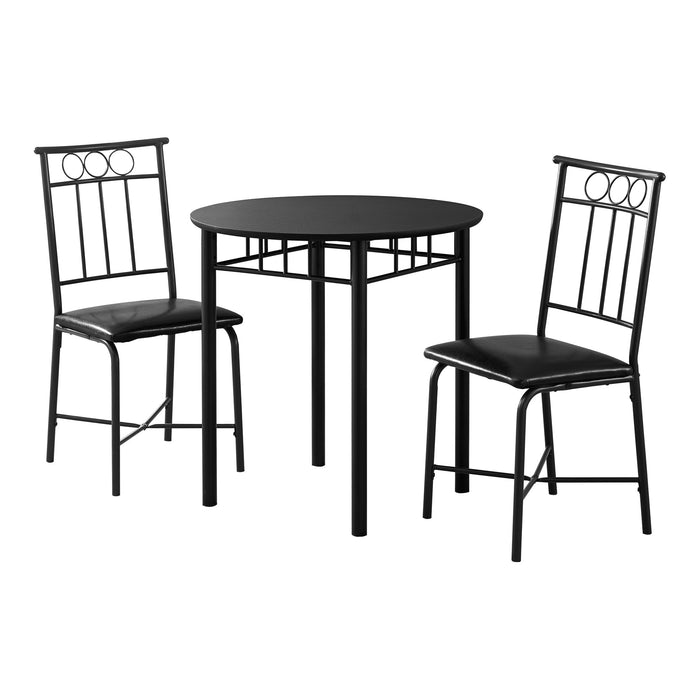 Small 3-Piece Round Dining Package - Black 