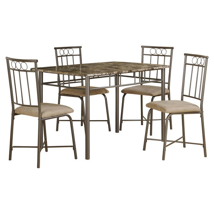 Small 5-Piece Rectangular Dining Package - Brown Marble-Look
