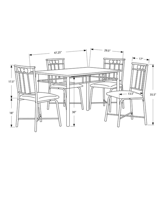 Small 5-Piece Rectangular Dining Package - Brown Marble-Look