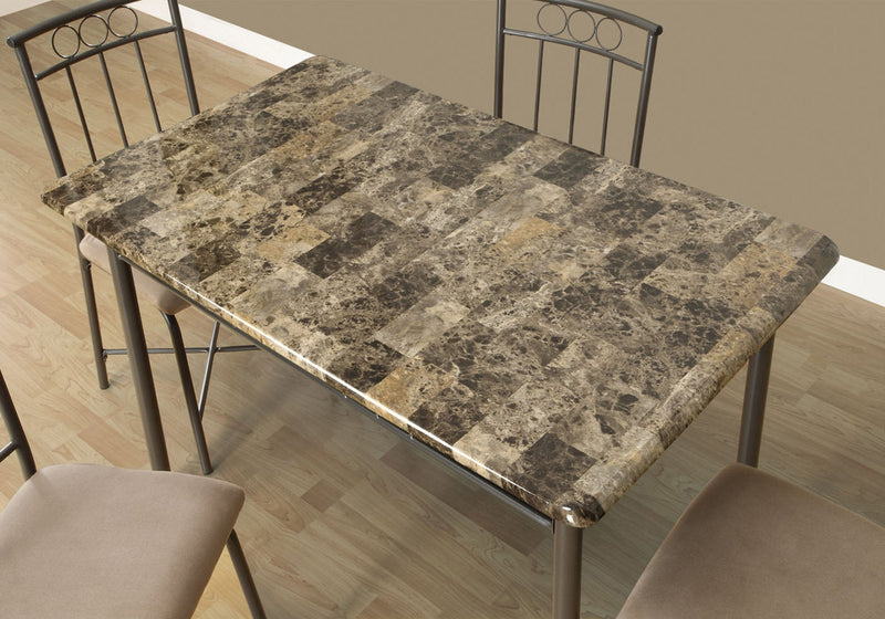 Small 5-Piece Rectangular Dining Package - Brown Marble-Look