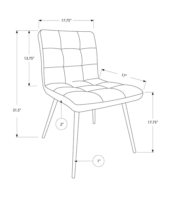 2pcs White Leather-look Chrome Dining Chair
