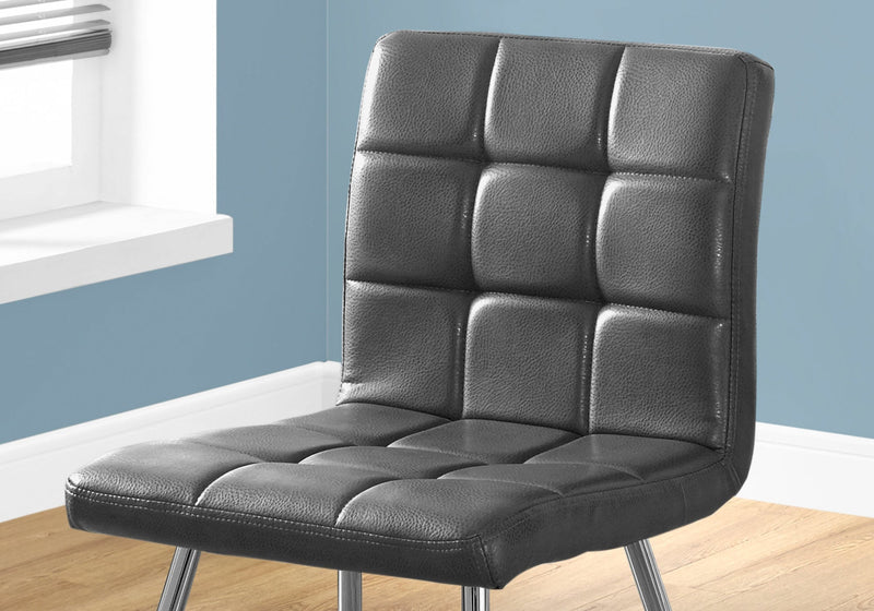 2pcs Grey Leather-look Chrome Dining Chair