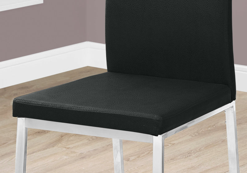 2pcs Black Leather-look Chrome Dining Chair
