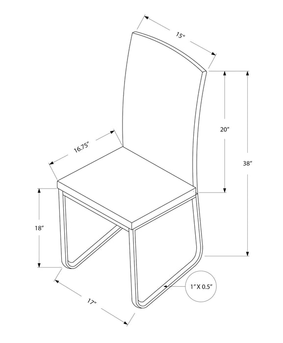 2pcs Black Leather-look Chrome Dining Chair