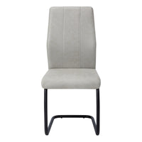 2pcs Grey Fabric Black Metal Dining Chair