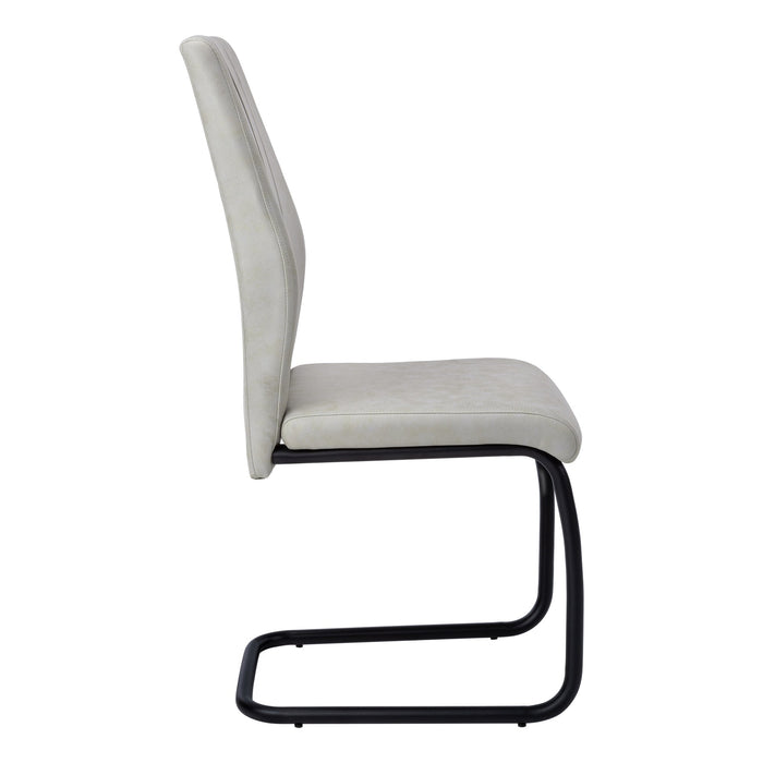 2pcs Grey Fabric Black Metal Dining Chair