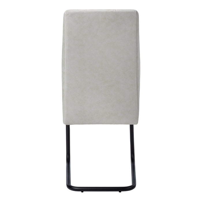 2pcs Grey Fabric Black Metal Dining Chair