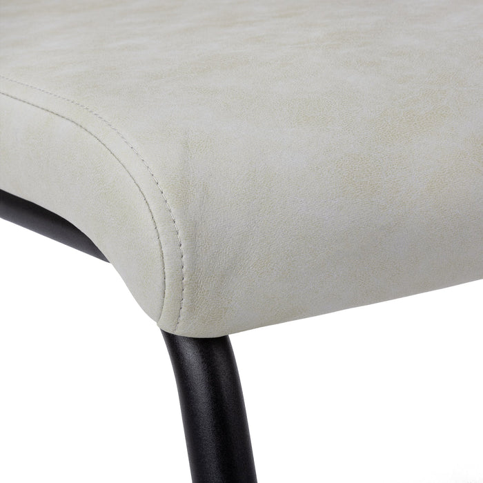 2pcs Grey Fabric Black Metal Dining Chair