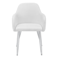 Set Of 2 White Leather-look Chrome Metal Dining Chair