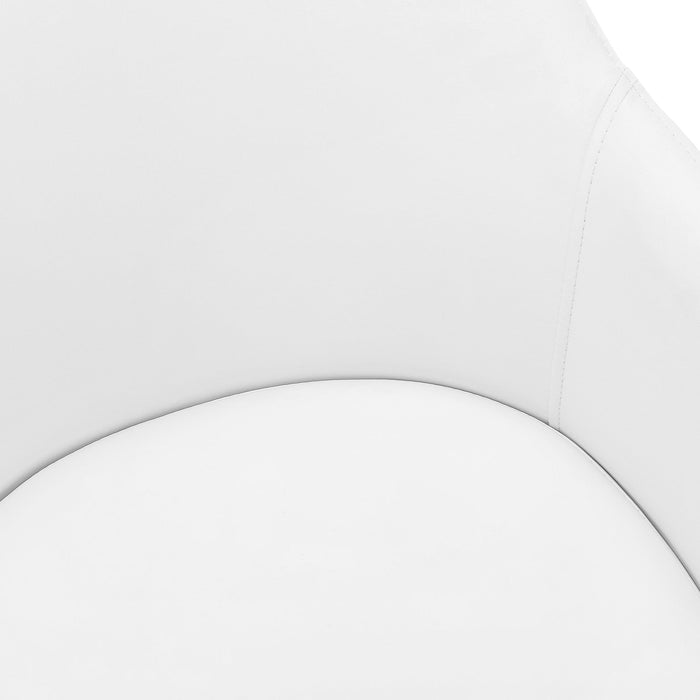 Set Of 2 White Leather-look Chrome Metal Dining Chair