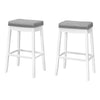 White Grey Leather-Look Silver Bar Stool - Set of 2 