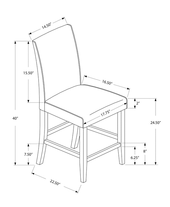 2pcs Grey Leather-look Counter Height Dining Chair