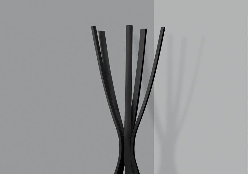 Satin Black Metal Contemporary Style Coat Rack