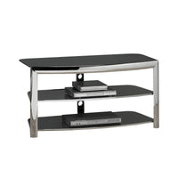 Chrome Metal Black Tempered Glass TV Stand