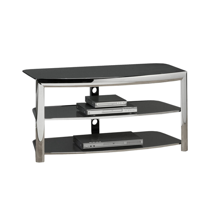 Chrome Metal Black Tempered Glass TV Stand