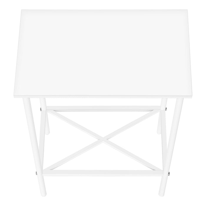 White Narrow Metal Side Table