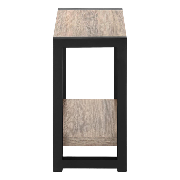 Taupe Black Metal 2-Tier Narrow Accent Table