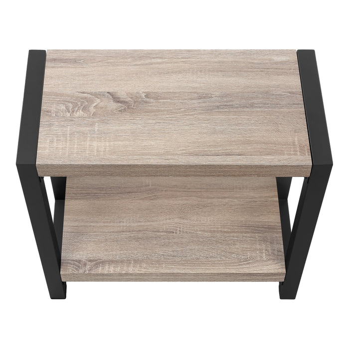 Taupe Black Metal 2-Tier Narrow Accent Table