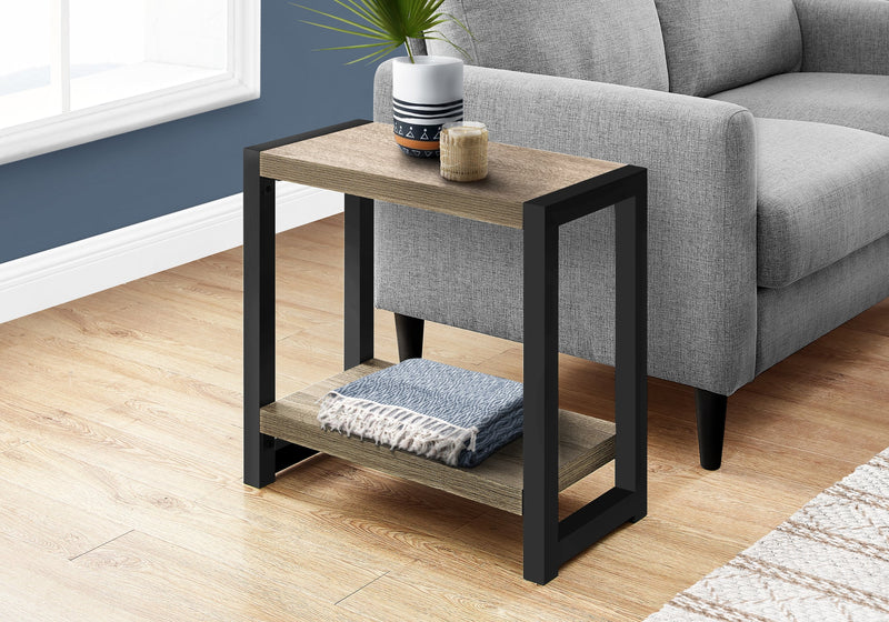 Taupe Black Metal 2-Tier Narrow Accent Table
