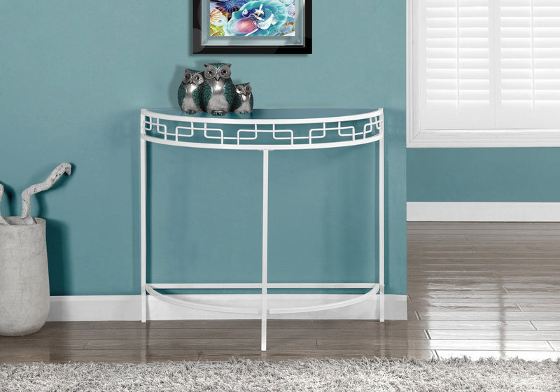 White Metal Hall Console Accent Table