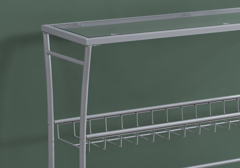 Silver tempered Glass Hall Console Accent Table