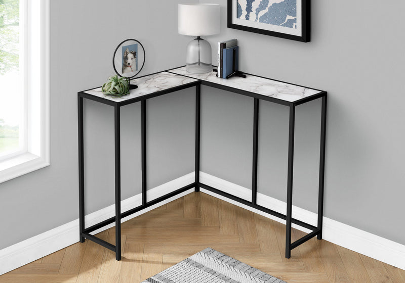 White Marble-look Black Console Table