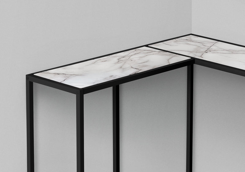 White Marble-look Black Console Table