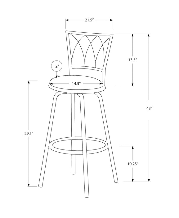 Swivel Dark Coffee Metal Bar Stool - Set of 2