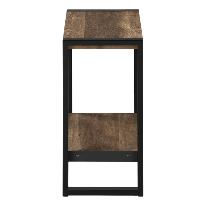 Brown Reclaimed Wood-look Black Metal Side Table