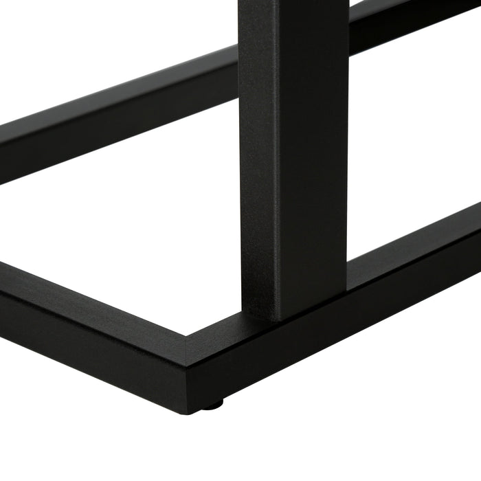 Grey Reclaimed Wood-look Black Metal Side Table