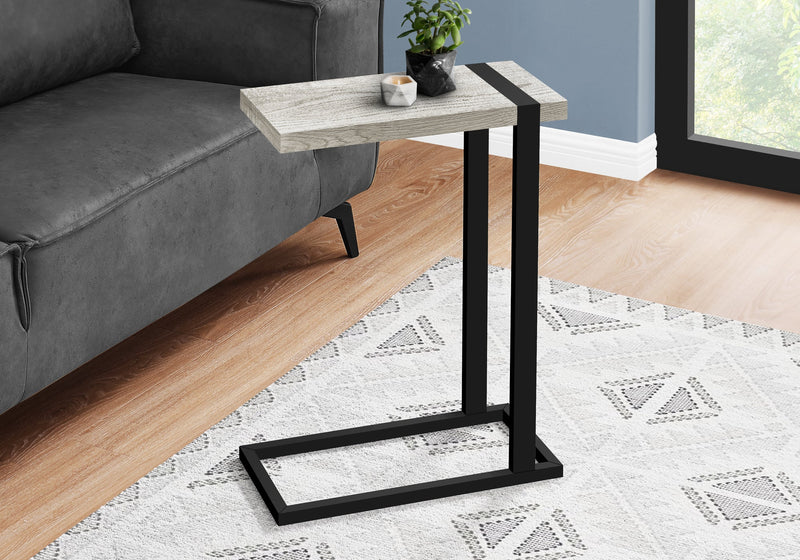 Grey Reclaimed Wood-look Black Metal Side Table