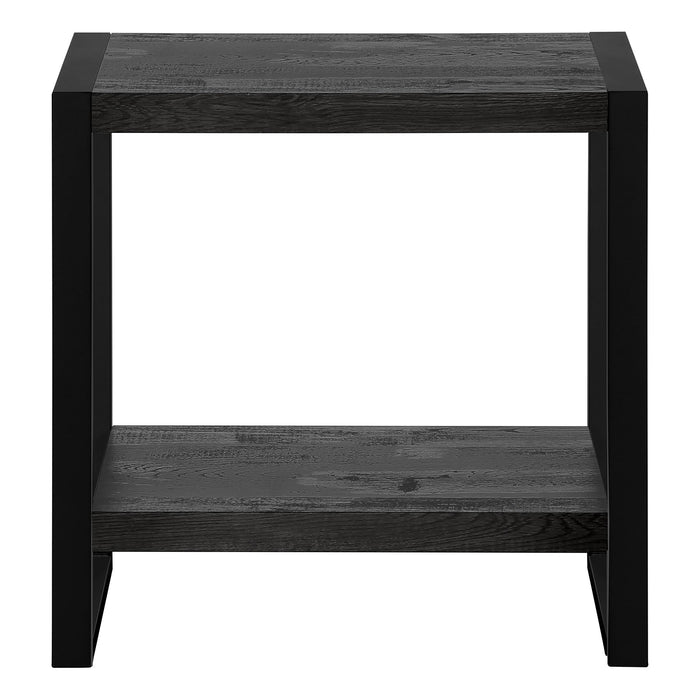 Black Reclaimed Wood-look Black Metal Side Table