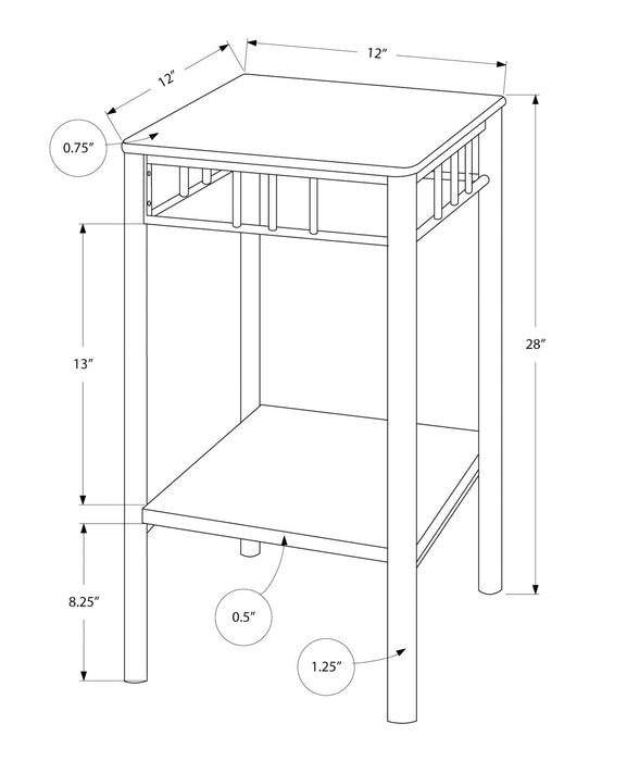Espresso Marble Bronze Metal Accent Table