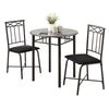 3pcs Set Grey Marble Charcoal Metal Dining Set