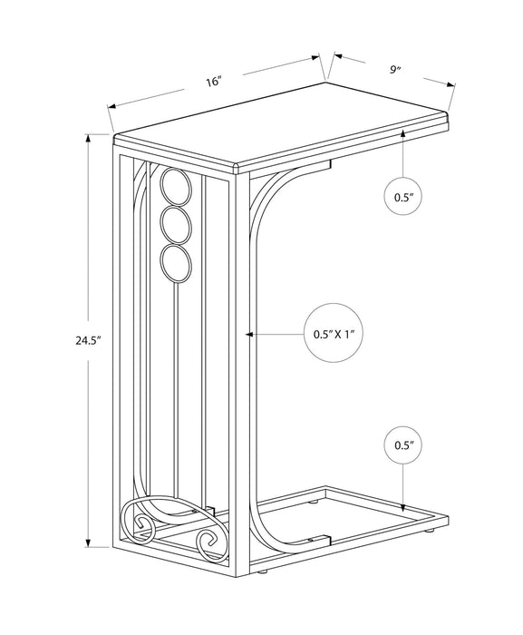 Black Top Silver Metal Accent Table