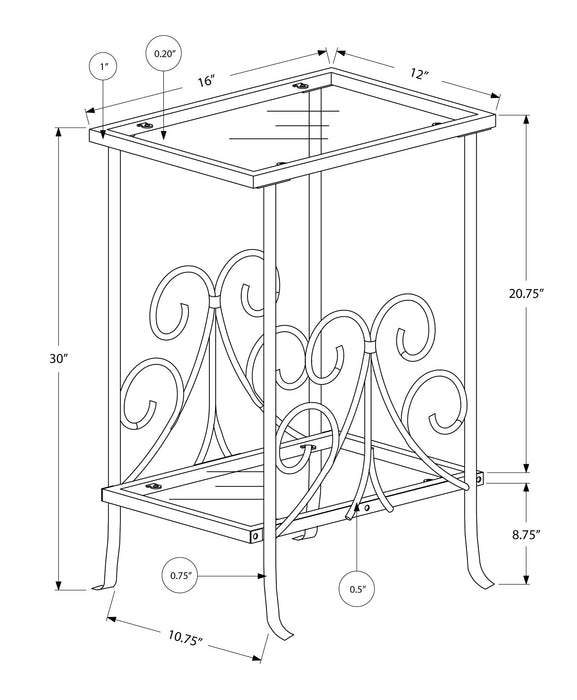 Silver Metal with Tempered Glass Accent Table