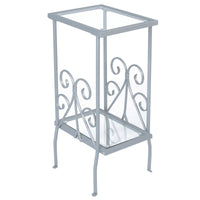 Silver Metal with Tempered Glass Accent Table