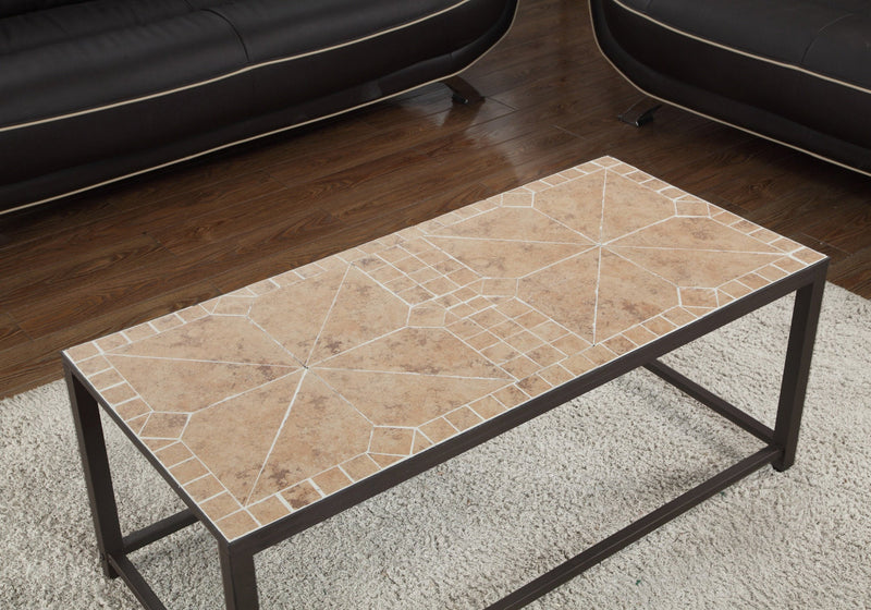 Terracotta Tile Top Hammered Brown Coffee Table