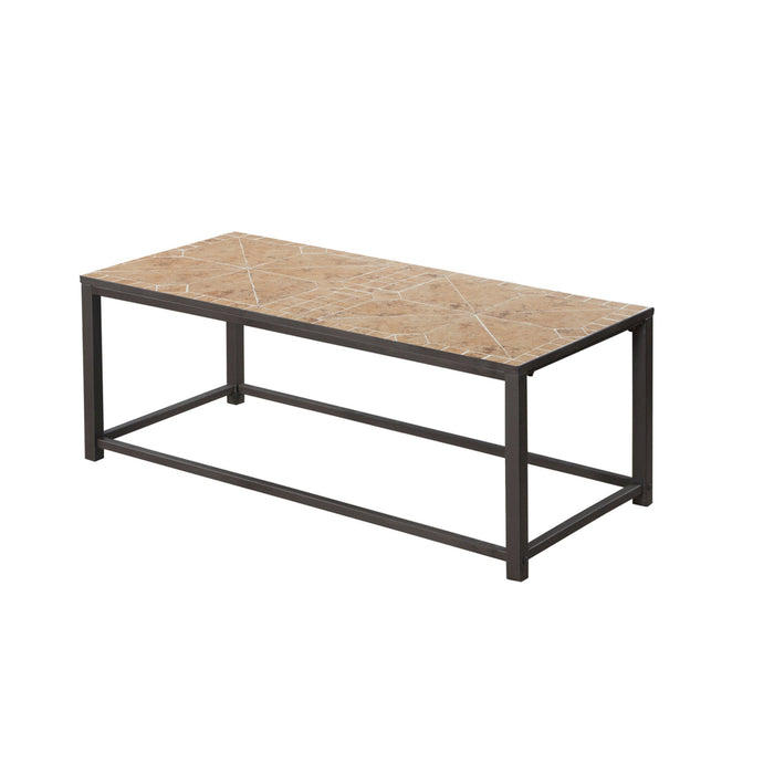 Terracotta Tile Top Hammered Brown Coffee Table