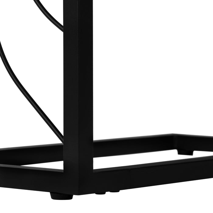 White Marble-look Black Metal Accent Table
