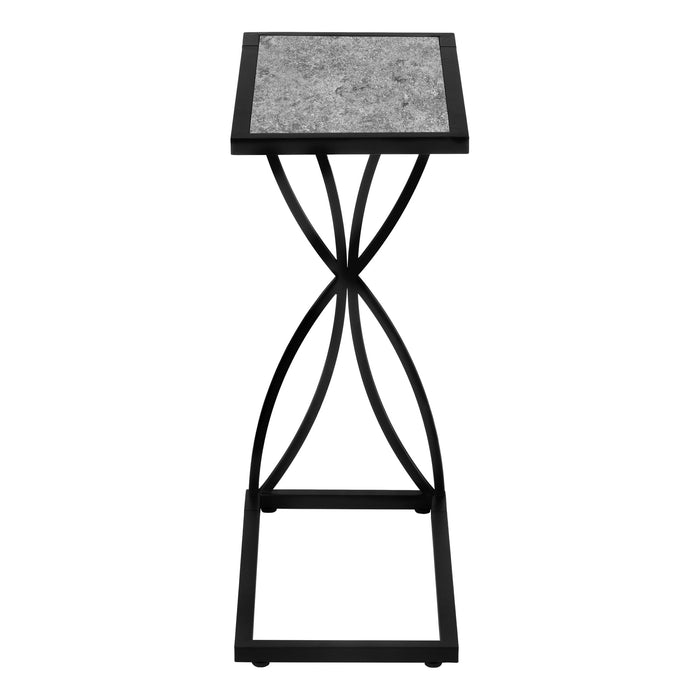 Grey Stone-look Black Metal Accent Table